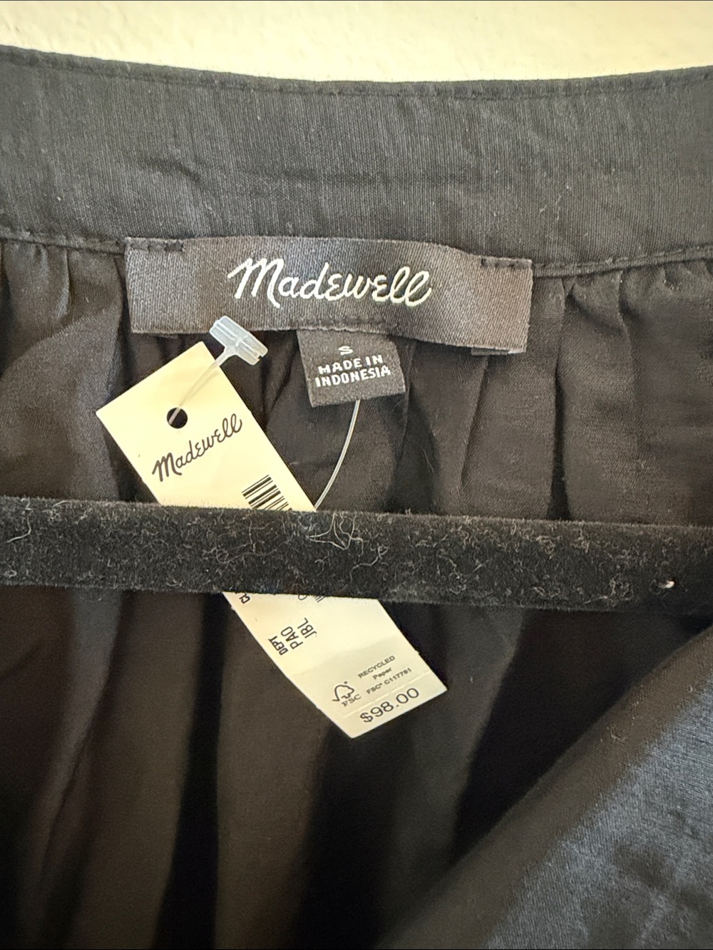 Madewell Black V-Neck Peasant Blouse - Picture 3 of 4